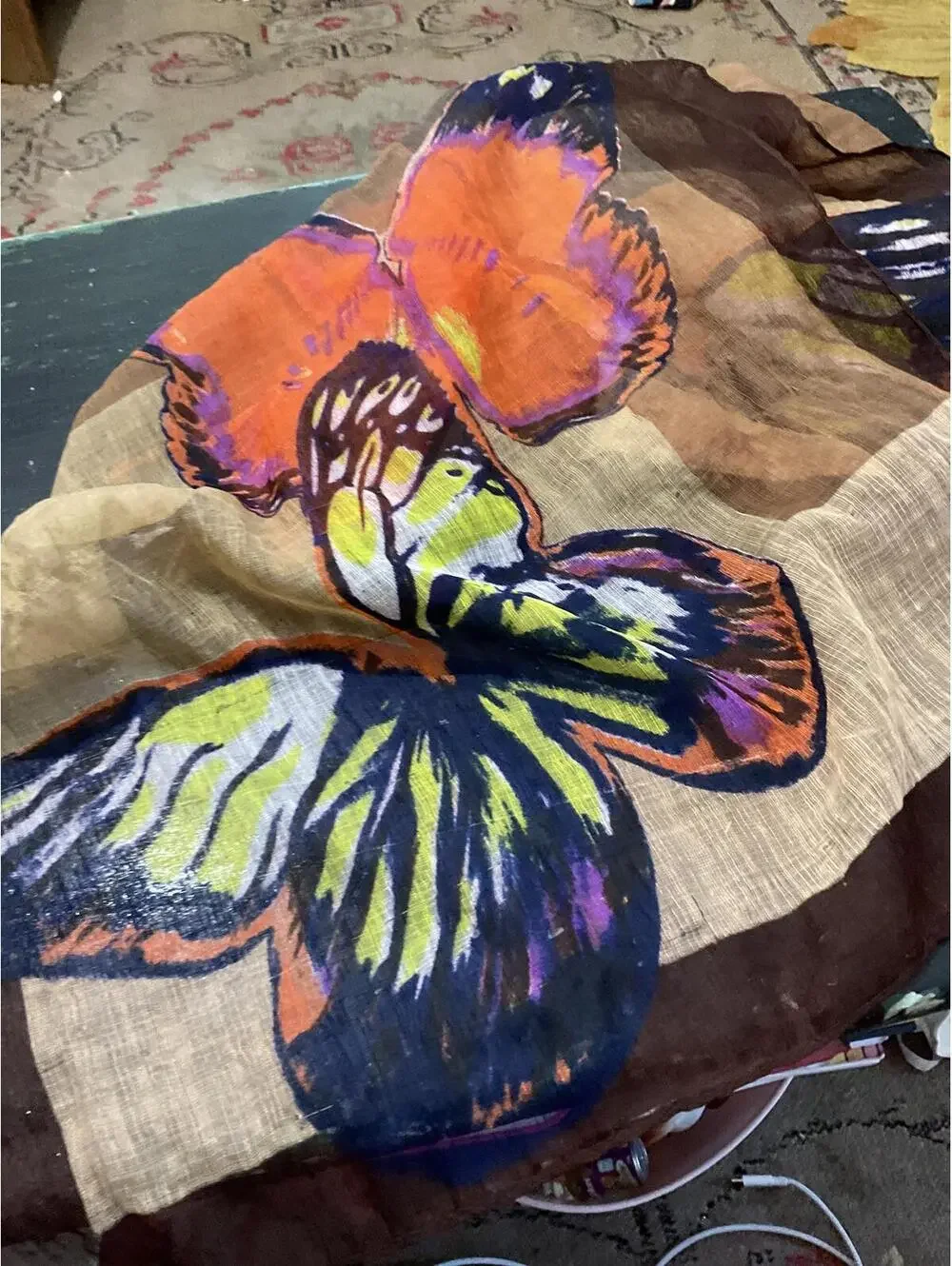 Lightweight Butterfly Print Women's Silk Scarf